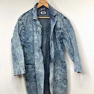 Vintage Rag City Blues Los Angeles Denim Duster Long Coat Size M Acid Washed USA